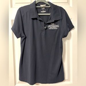 Navy blue collar FAU college of business polo